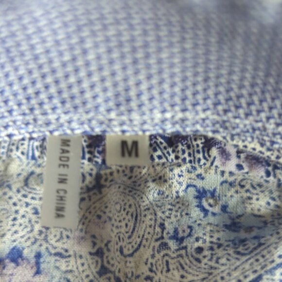 Bugatchi Men’s Blue Paisley Floral Long Sleeve Button up Shirt - Picture 6 of 14